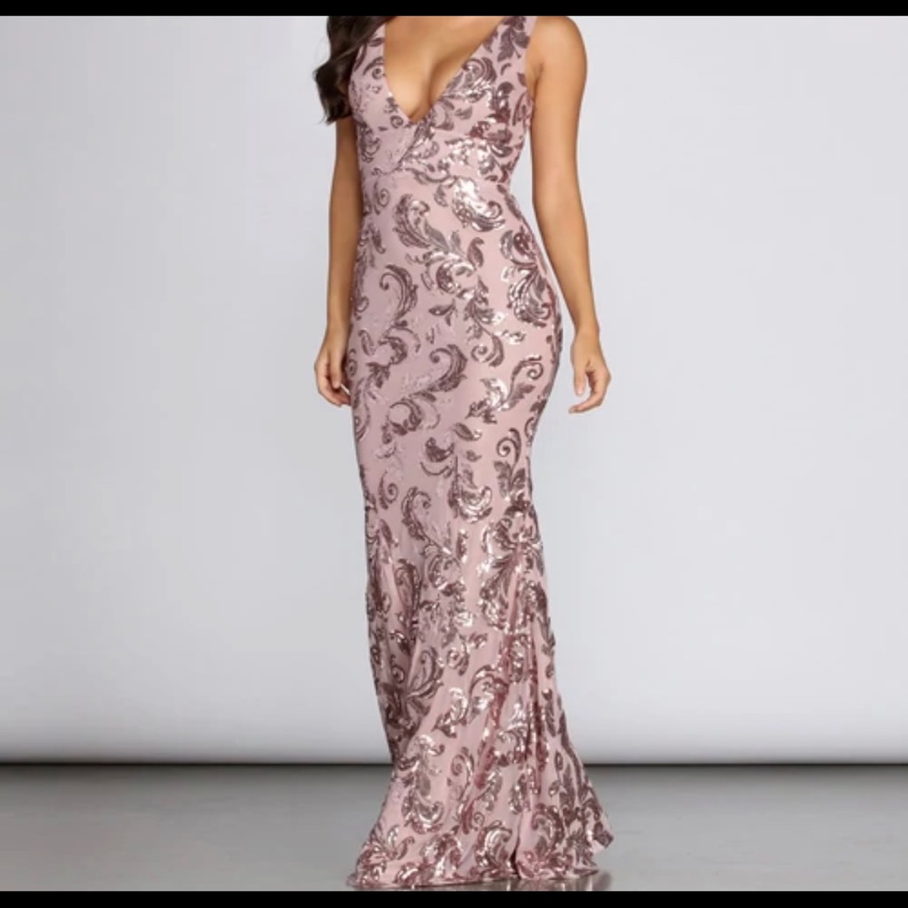 Windsor formal sequin leaf dress